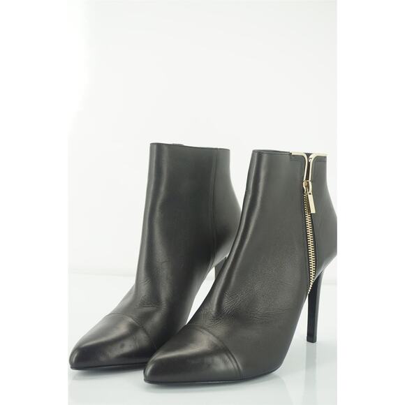 Lanvin Black Leather Pointy Toe Gold Trim High Heels Ankle Boots SZ 39 New $890 - Picture 4 of 12